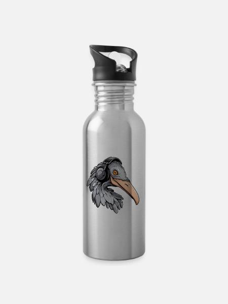 Schuhschnabel Gaming - Trinkflasche mit integriertem Trinkhalm - Lightsilver
