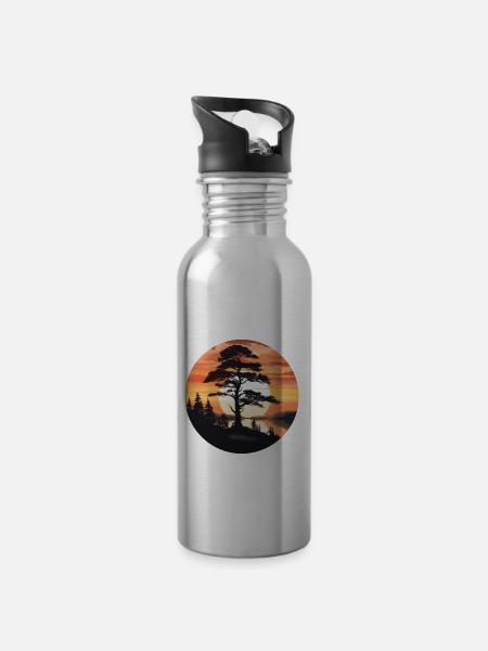 Kiefer - Trinkflasche mit integriertem Trinkhalm -