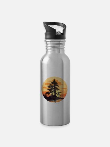 Kiefer - Trinkflasche mit integriertem Trinkhalm - Lightsilver
