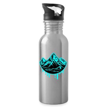 Berge Symbol Mountains - Water bottle with straw - silver - Right