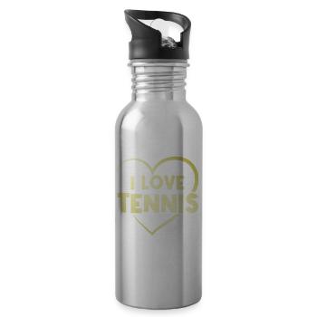 J’aime le cœur du tennis - Gourde avec paille intégrée - argent clair - Droite