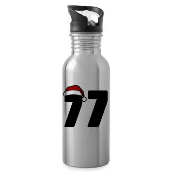 77 Zahl Weihnachten - Trinkflasche mit integriertem Trinkhalm - Lightsilver - Rechts