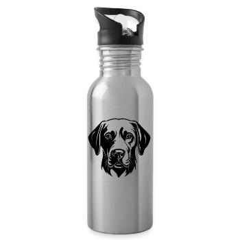 Labrador Hund Kopf - Trinkflasche mit integriertem Trinkhalm - Lightsilver - Rechts