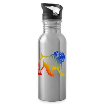 Bulldogg Hund Bunt - Trinkflasche mit integriertem Trinkhalm - Lightsilver - Rechts