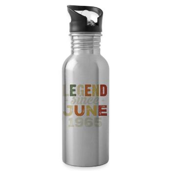 Juni 1965 Geburtstagsgeschenk Juni 1965 Juni 1965 - Trinkflasche mit integriertem Trinkhalm - Lightsilver - Rechts