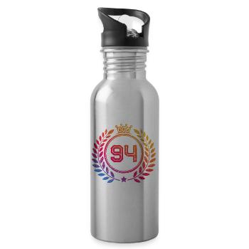 94 Number wreath - Water bottle with straw - silver - Right