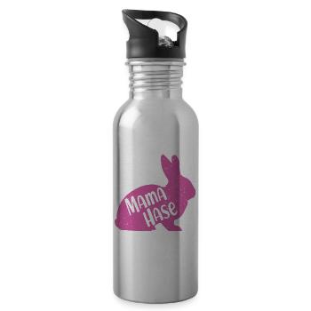 Mama Hase Frohe Ostern Hasenmama Osterhase Mutter - Trinkflasche mit integriertem Trinkhalm - Lightsilver - Rechts