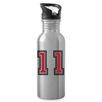 11 Number symbol - Water bottle with straw - silver - Right