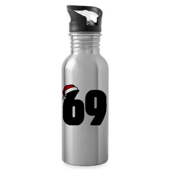 69 Zahl Weihnachten - Trinkflasche mit integriertem Trinkhalm - Lightsilver - Rechts