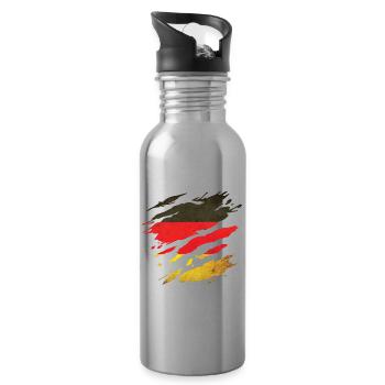 Germany - National flag, scratches, cracks - Water bottle with straw - silver - Right