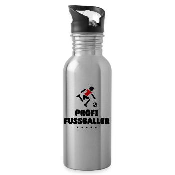 Fussball Profi - Trinkflasche mit integriertem Trinkhalm - Lightsilver - Rechts