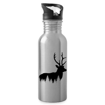 Jäger Bergsteiger Wanderer Hirsch - Trinkflasche mit integriertem Trinkhalm - Lightsilver - Rechts