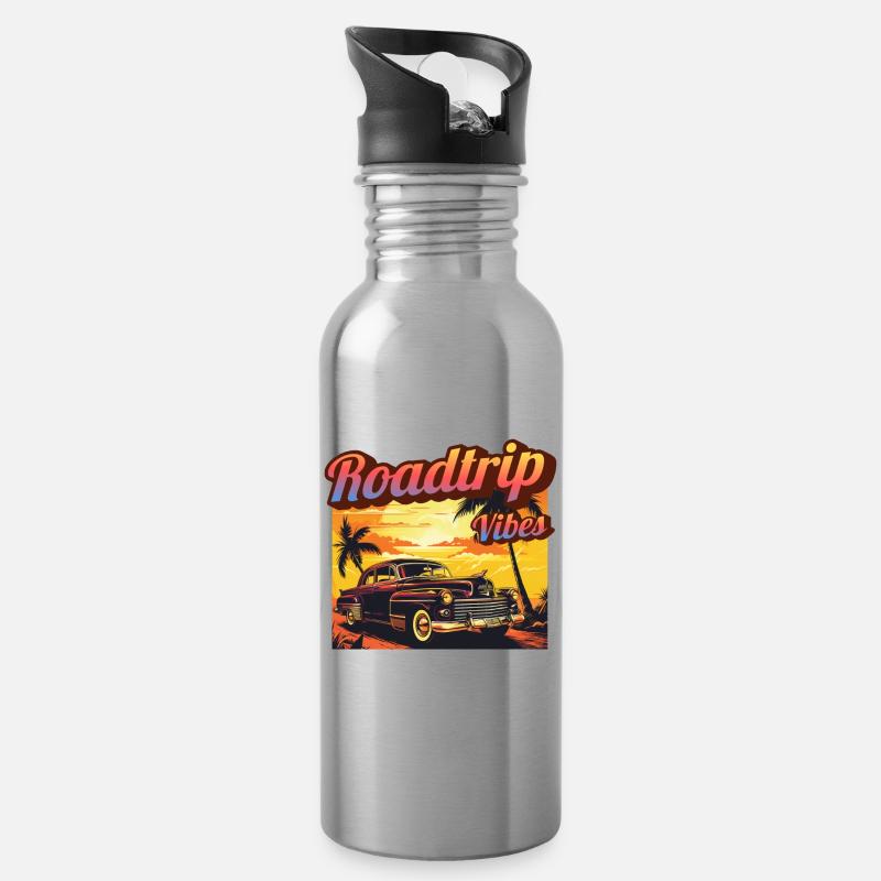 Ambiance de road trip - Gourde avec paille intégrée - argent clair