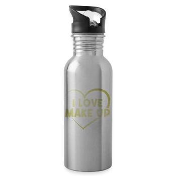 Ich liebe Make up - Trinkflasche mit integriertem Trinkhalm - Lightsilver - Rechts