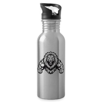Lion Musculation Muscles Workout Gym - Gourde avec paille intégrée - argent clair - Droite