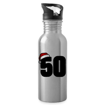 50 Numéro de Noël - Gourde avec paille intégrée - argent clair - Droite
