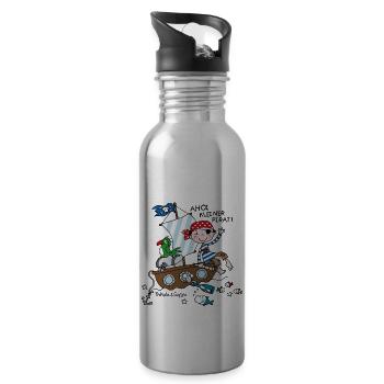 Ahoy, Little Pirate - Water bottle with straw - silver - Right