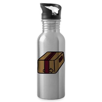 Paket Zusteller Sendung Lieferung Paketbote Post - Trinkflasche mit integriertem Trinkhalm - Lightsilver - Rechts
