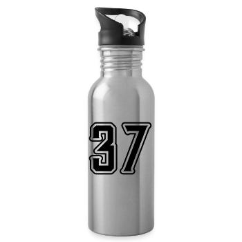 Symbole numérique 37 - Gourde avec paille intégrée - argent clair - Droite