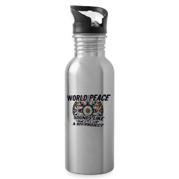 Peace World Peace DIY Dicton - Gourde avec paille intégrée - argent clair - Droite