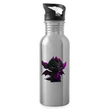Baby Drache Pink | Niedlicher pinker Baby Drache - Trinkflasche mit integriertem Trinkhalm - Lightsilver - Rechts