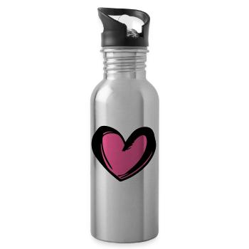 Herz Symbol Illustration - Trinkflasche mit integriertem Trinkhalm - Lightsilver - Rechts