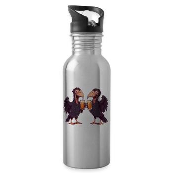 Harpyie Vogel Comic Bier Saufen - Trinkflasche mit integriertem Trinkhalm - Lightsilver - Rechts