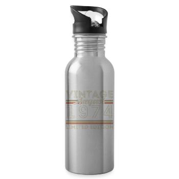 August 1974 Legende seit August 1974 Vintage 1974 - Trinkflasche mit integriertem Trinkhalm - Lightsilver - Rechts