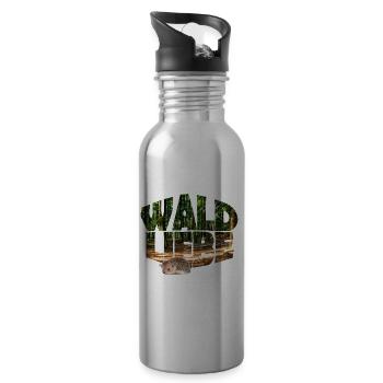Forest 20 Forest Love with Hedgehog - Water bottle with straw - silver - Right