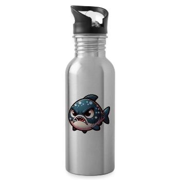 cute angry Piranha - Trinkflasche mit integriertem Trinkhalm - Lightsilver - Rechts