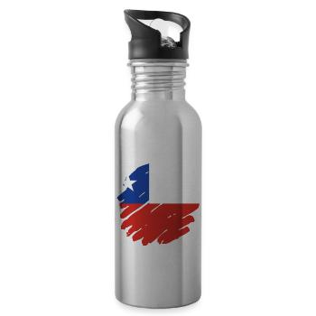 Chile Flagge Südamerika Chilenische Fahne Vintage - Trinkflasche mit integriertem Trinkhalm - Lightsilver - Rechts