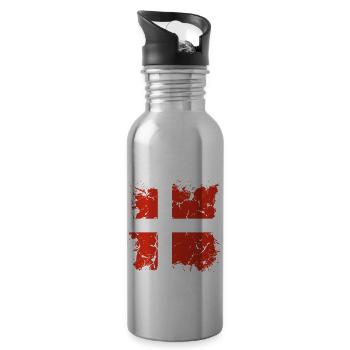 Denmark Flag Scandinavia Danish Flag Travel - Water bottle with straw - silver - Right