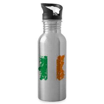 Irland Flagge Vintage Irische Fahne Dublin - Trinkflasche mit integriertem Trinkhalm - Lightsilver - Rechts