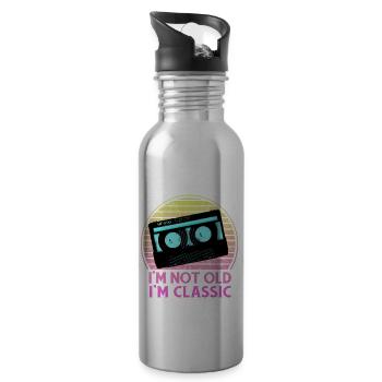 i am not old i am classic Retro Vintage Tape - Trinkflasche mit integriertem Trinkhalm - Lightsilver - Rechts