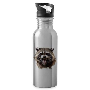 Raton laveur Nature Tête de raton laveur - Gourde avec paille intégrée - argent clair - Droite