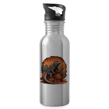 iguana branch reptiles green iguana - Water bottle with straw - silver - Right