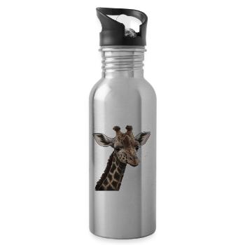 Giraffe Afrika - Trinkflasche mit integriertem Trinkhalm - Lightsilver - Rechts
