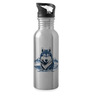 Husky Hund Schlittenhund - Trinkflasche mit integriertem Trinkhalm - Lightsilver - Rechts