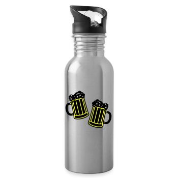 Beer Symbol Booze - Water bottle with straw - silver - Right