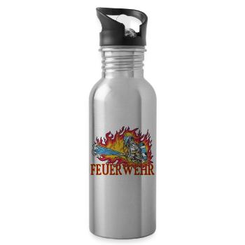 Feuerwehr - Trinkflasche mit integriertem Trinkhalm - Lightsilver - Rechts
