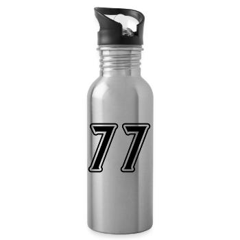 77 Number Symbol - Water bottle with straw - silver - Right