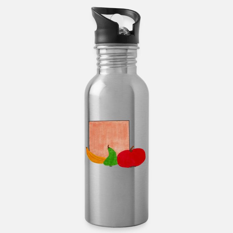 SquaredFruits - Trinkflasche mit integriertem Trinkhalm - Lightsilver
