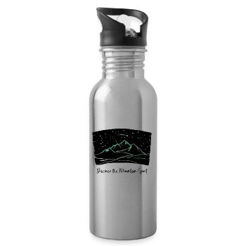 Mountain Magic, Mountains Under Night Sky, Hiking, Mountain - Water bottle with straw - silver - Right