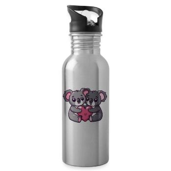 Koala Comic Couple Love - Water bottle with straw - silver - Right