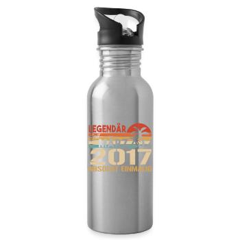 Legendary since March 2017 - absolutely unique - Water bottle with straw - silver - Right