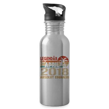 Geboren im April 2018 Lustiger Geburtstag Retro - Trinkflasche mit integriertem Trinkhalm - Lightsilver - Rechts