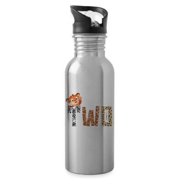 Tiger Birthday Zoo Tiger 2 years old - Water bottle with straw - silver - Right
