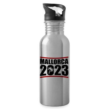 Mallorca 2023 - Trinkflasche mit integriertem Trinkhalm - Lightsilver - Rechts
