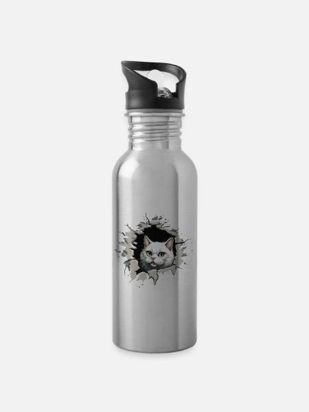 Katze Kätzchen Mietze Miau - Trinkflasche mit integriertem Trinkhalm -