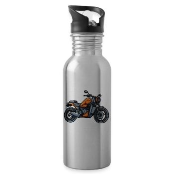 Motorcycle Biker - Water bottle with straw - silver - Right